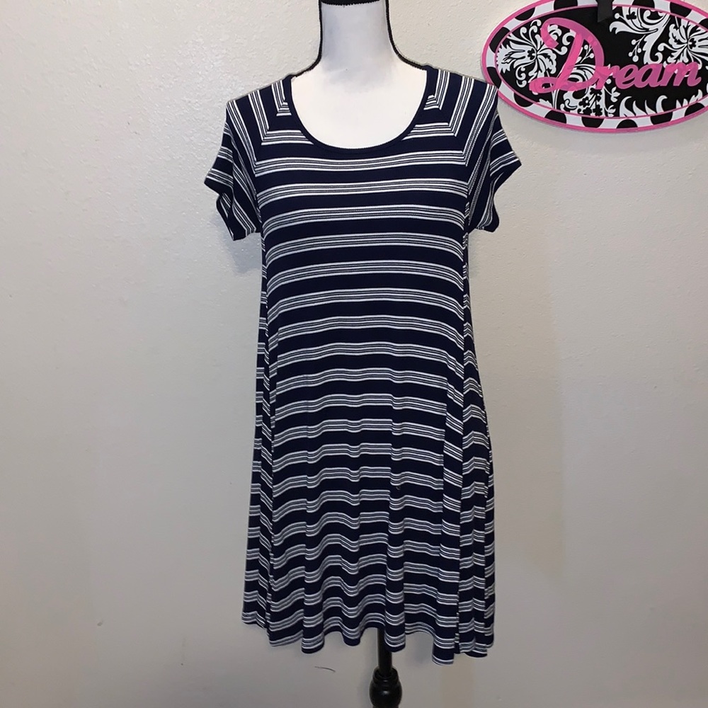 Old Navy blue striped stretchy short sleeve mini dress